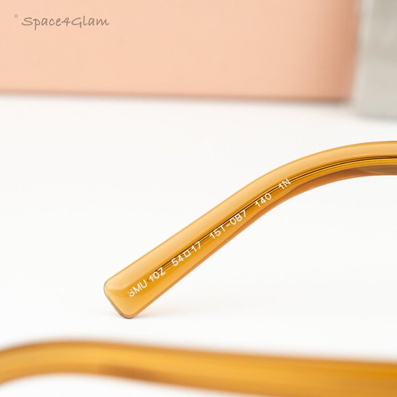 NEW Miu Miu MU10ZS 15T0B7 Caramel Trasparent Yelllow Square Unisex Sunglasses main image 7